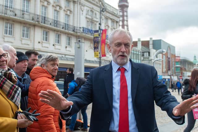 Labour Party leader Jeremy Corbyn speaks to the media in St John's Square in Blackpool during General Election campaigning (Picture: Joe Giddens/PA Wire)