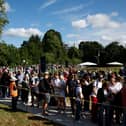 Spectators queue in Wimbledon park ahead of day one of The Championships Wimbledon 2024 at All England Lawn Tennis and Croquet Club on July 01, 2024 in London, England. (Photo by Adam Pretty/Getty Images)