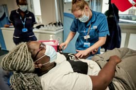 Blood being donated