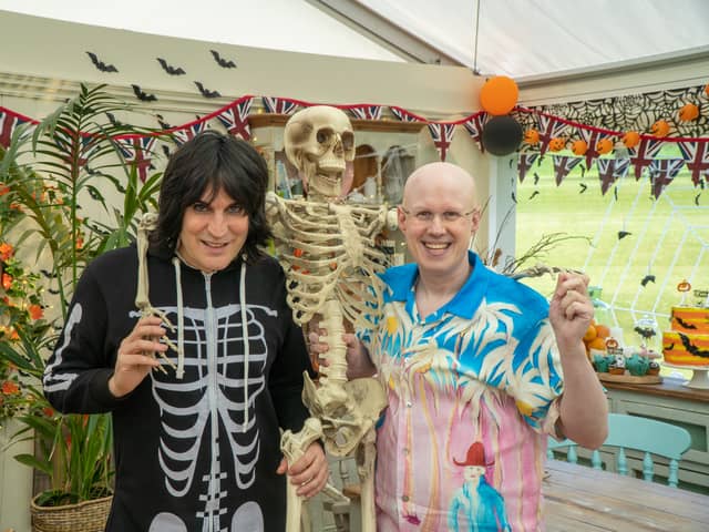 The Great British Bake Off hosts Noel Fielding and Matt Lucas during Halloween Week. 