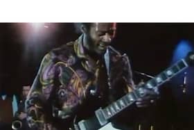 The guitar which is up for auction being used by Chuck Berry (Photo: Gardiner Houlgate)