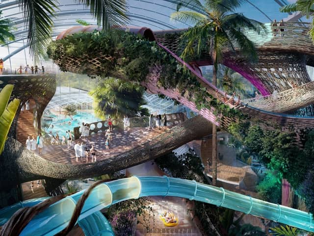  Therme Manchester’s next generation waterpark area, including living waterslides. Credit: Therme