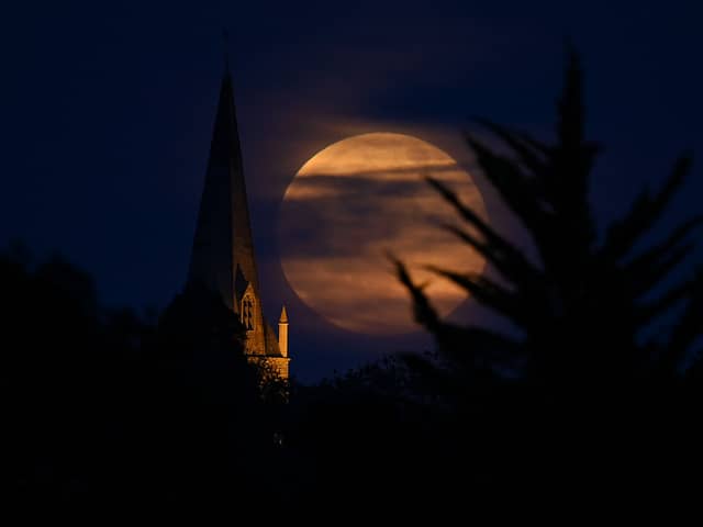 The Flower Moon of May 2020 (which was also a ‘supermoon’) rising above the village of Brixworth (Photo: Clive Mason/Getty Images)