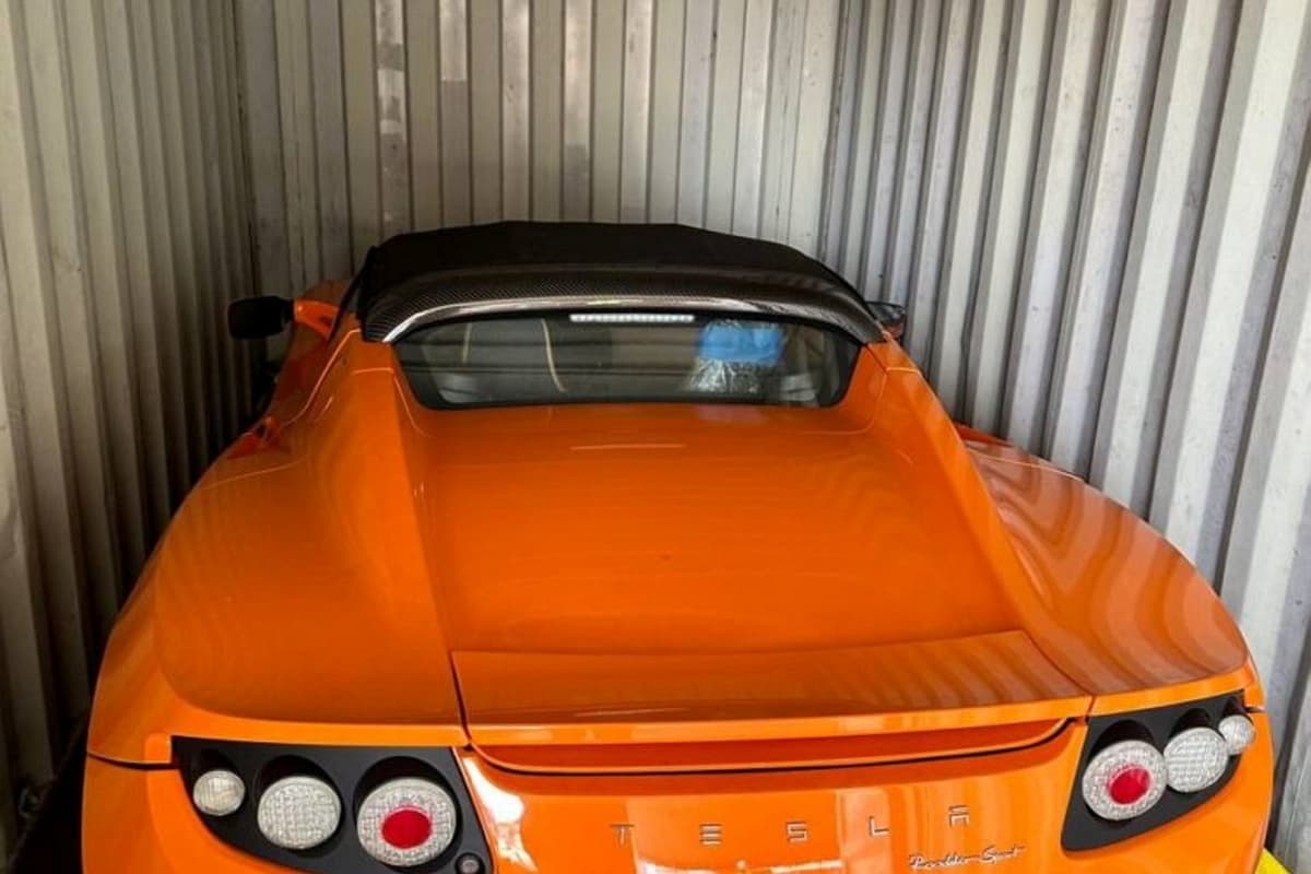 Tesla Without Shell Untouched 2010 Teslas discovered in shipping crate up for sale