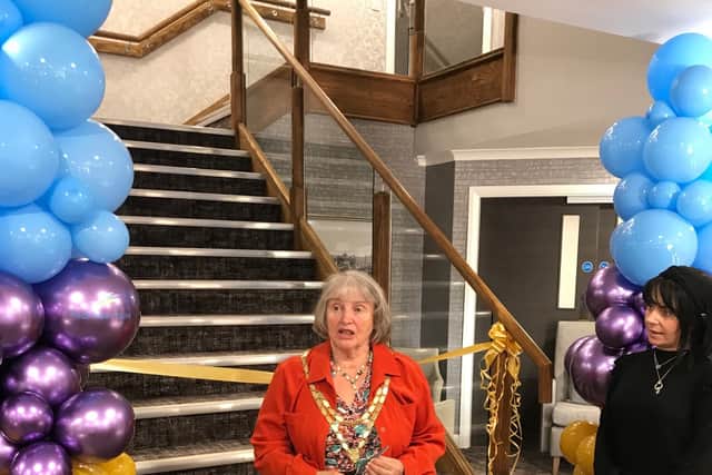 Councillor Linda Nulty at the opening of Pear Tree Care Home in Wesham