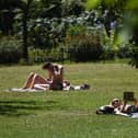 Sunbathers in St James’ Park, London.
