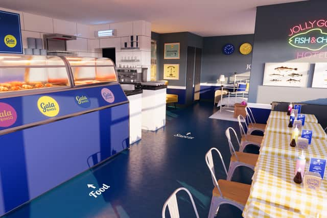 Gala Bingo is launching the world’s first ‘fish and chip hotel’ prototype in Blackpool this weekend offering visitors free fish, chips and peas.