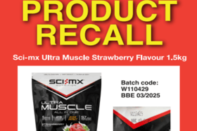 Home Bargains recalls Sci-Mx Nutrition Ultra Muscle Strawberry Flavour because of high levels of caffeine