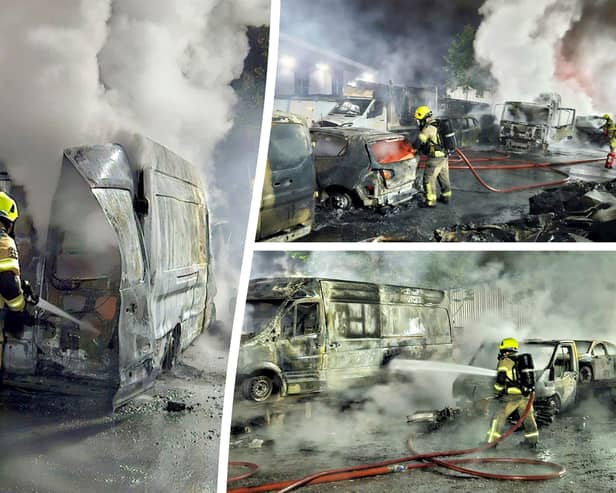 Firefighters battle huge blaze as arsonists torch more than 50 cars overnight 