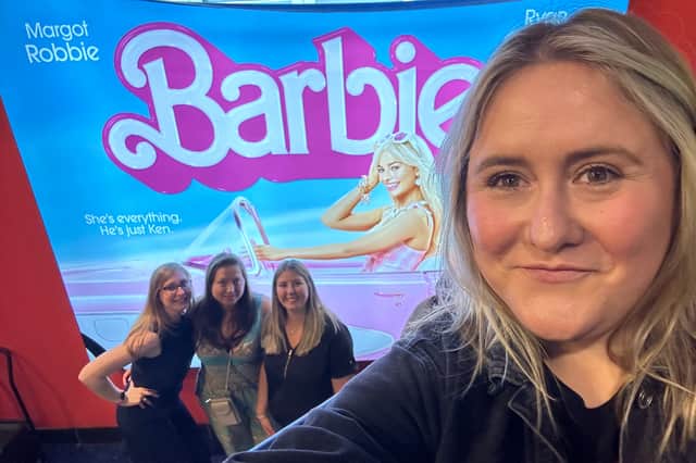 Blackpool Gazette editor Vanessa Sims and friends at the opening night of the Barbie movie