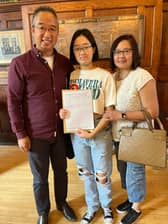 Kirkham Grammar School pupil Jessica Zhou celebrated her A Level success today