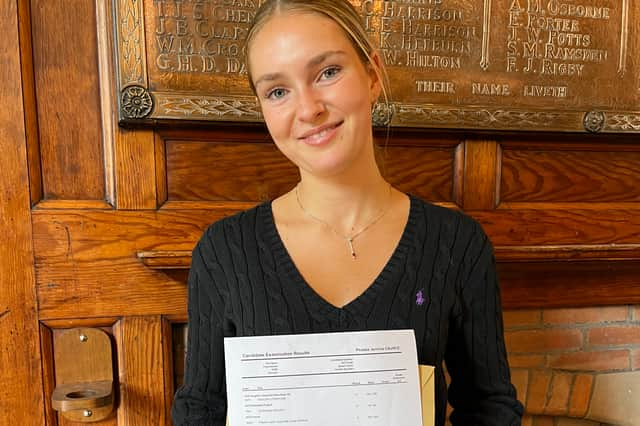 Kirkham Grammar School pupil Phoebe Caunce celebrated her A Level success today