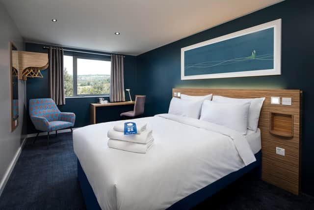 A Travelodge ‘budget-luxe’ room. The chain is releasing two million of its rooms for just £38 as part of a huge sale for Autumn 2023.