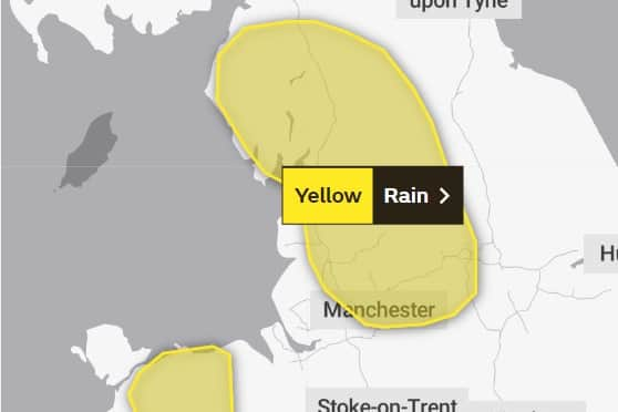 The Met Office has issued a yellow weather warning for heavy rain in the north west