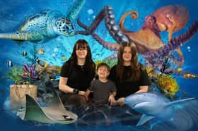 Leah Peachey, who won a Blackpool Big Ticket, donated by Blackpool-based business Evolution,pictured with three-year-old brother Oscar, and 13-year-old stepsister Daisyat SEA LIFE Blackpool.