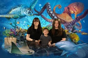 Leah Peachey, who won a Blackpool Big Ticket, donated by Blackpool-based business Evolution,pictured with three-year-old brother Oscar, and 13-year-old stepsister Daisyat SEA LIFE Blackpool.
