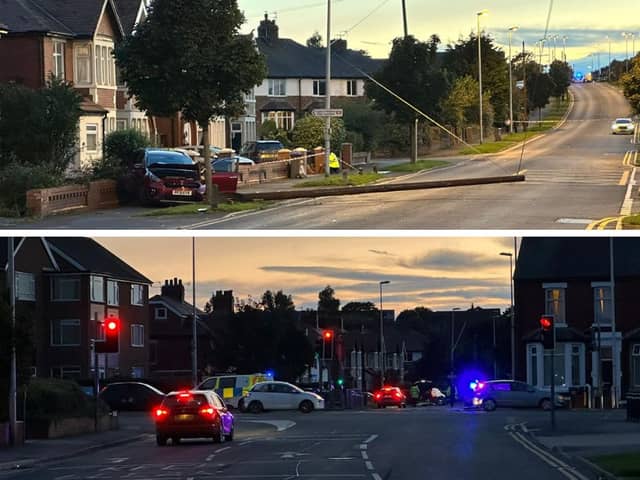 Police at the scene of the crash on Warbreck Hill Road