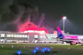 All flights suspended from Luton Airport after huge blaze rips through car park. (Photo: Ahmad Hassan Bobak/PA Wire) 