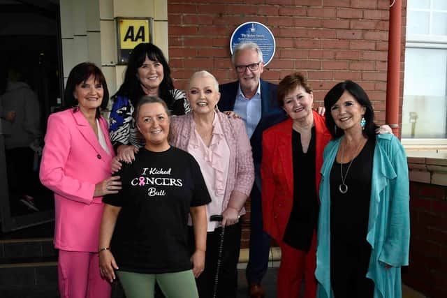 The Nolan Sisters, Anne, Coleen, Linda, Brother Tommy, Denise and Maureen open a Nolans Plaque at The Cliffs hotel in Blackpool