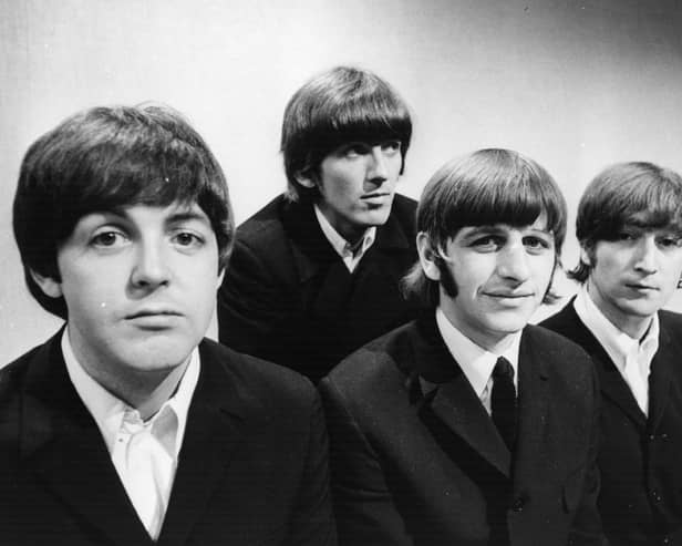 The Beatles (L-R) Paul McCartney, George Harrison (1943 - 2001), Ringo Starr and John Lennon (1940 - 1980) at the BBC Television Studios in London, 1966. (Central Press/Getty Images)