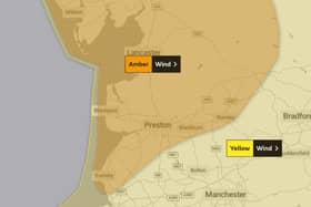 Yellow and amber weather warnings have been issued by the Met Office as Storm Debi hits Lancashire.