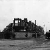 Buildings being demolished at the junction of Church Street and Caunce Street and Stanley Terrace in 1934