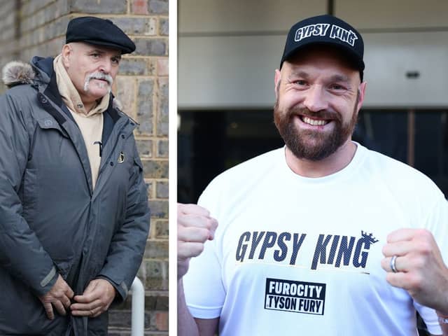 Left: John Fury arriving at Chester Magistrates' Court (credit PA). Right: Tyson Fury (credit Getty)