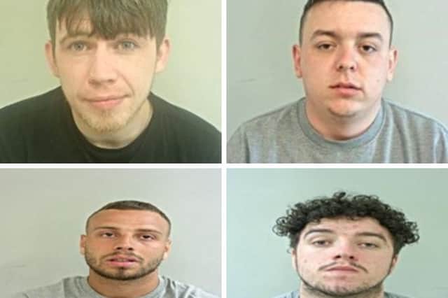 Jailed (Left to right top and the bottom) Andrew Harrison, Kieron Parkinson, Gary Hampson and Harry Ashby