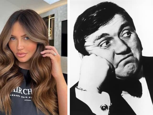 Left: Charlotte Dawson (credit: charlottedawsy on Instagram). Right: Les Dawson in 1973 (credit Getty Images)