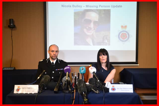 Assistant Chief Constable Peter Lawson (left) alongside Detective Superintendent Rebecca Smith as Lancashire Police update the media in St Michael's on Wyre, Lancashire, as the force continued its search for missing mum Nicola Bulley, 45, who vanished on January 27 while walking near the River Wyre. Her body was later recovered from the river on February 19, three weeks after she went missing.
