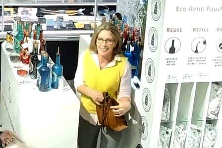 Gaynor Lord leaving the Bullards Gin concession at Jarrolds department store on December 8