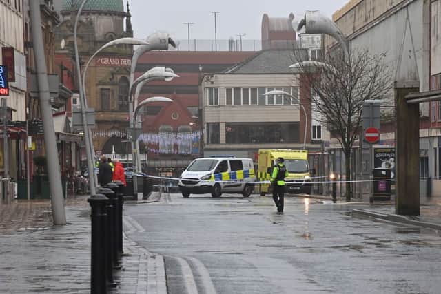 Market Street, West Street and Corporation Street were cordoned off while emergency services responded to the incident on the roof of B&M and West Street Car Park.