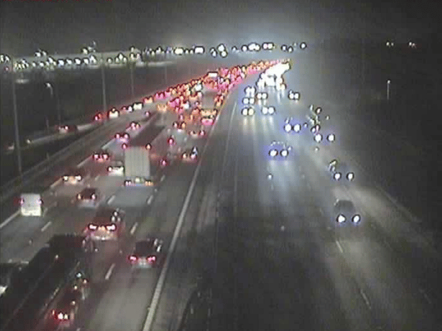 Congestion on the M6 northbound near Preston (Credit: National Highways)