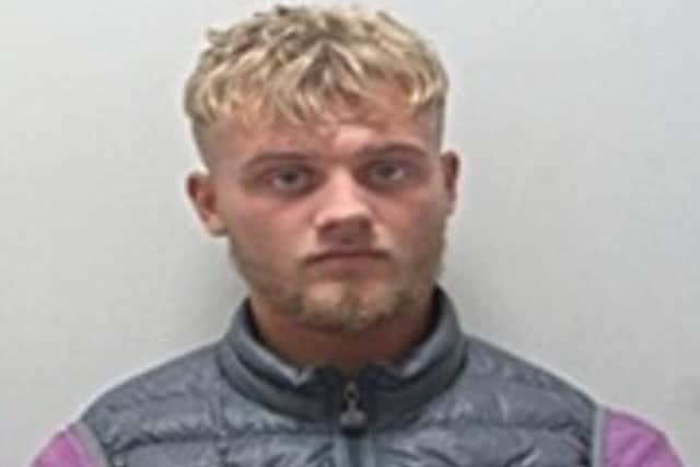 Bradley Thompson is wanted in Blackpool for two assaults and criminal damage (Credit: Lancashire Police)