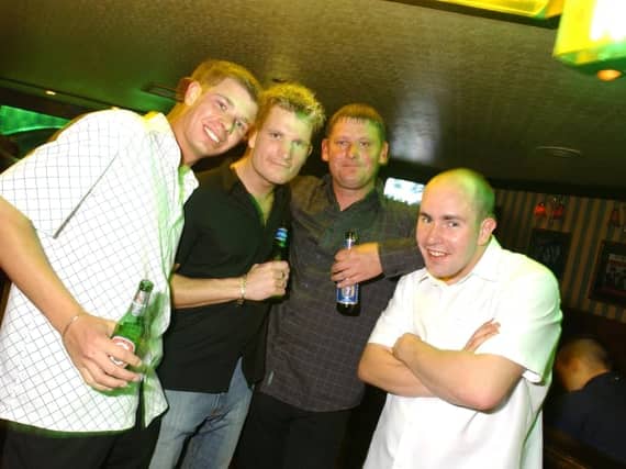 Lads on a night out at Brannigans in 2003