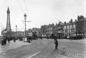 Slightly earlier than the 1920s but a great shot nontheless. A main street, with tramlines, in the seaside resort of Blackpool, Lancashire.  (Photo by Hulton Archive/Getty Images)