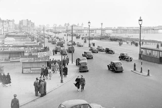 Blackpool promenade on May 1955