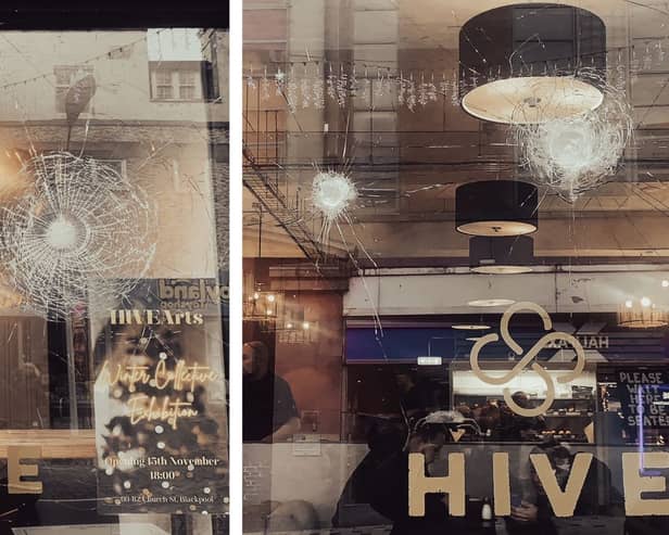 HIVE cafe windows were smashed