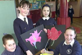 Stanley Junior School Young Seasiders prepare their exhibits, from left, Kerry Tuck, Rowan Pill, Sophie Holding and Chloe Wharton