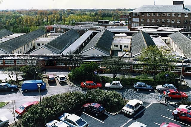 Victoria Hospital Aerial view showing the Annex Wards in 1991