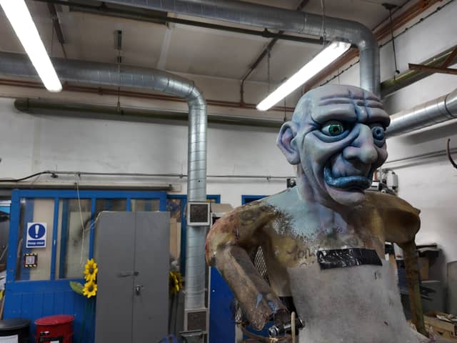 A Ghost Train monster gets repaired in the art studio at Blackpool Pleasure Beach
