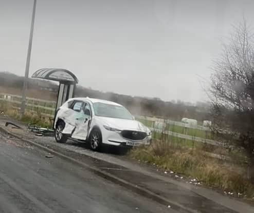 The driver of the white Mazda car fled the scene after crashing into a large van in Fleetwood Road at around 1pm on Wednesday (January 24)