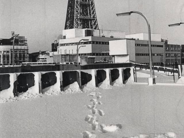 Blackpool Tower 1979 in the snow