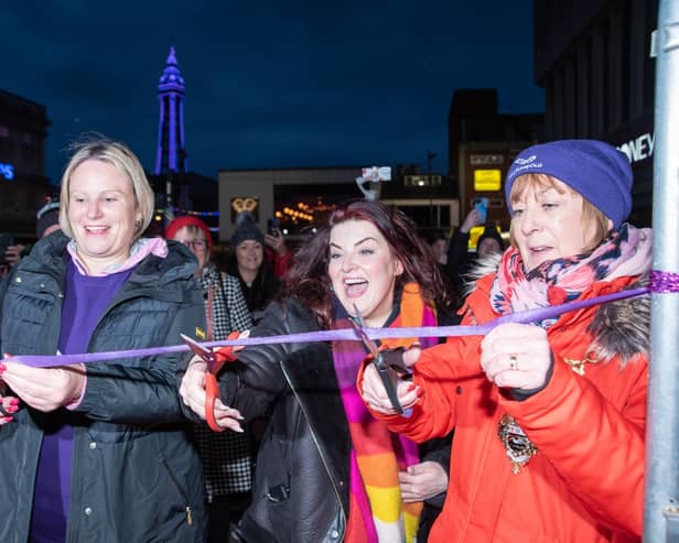 Anna Blackburn, soap star Jodie Prenger and Coun Kath Benson officially launching last year’s Big Sleepout