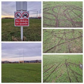 Quad bikes destroy rugby pitch
