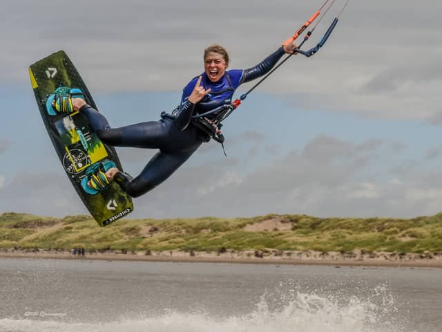 Hannah Whiteley up for international female kitesurfer of 2023. Photo by Adam Gee Photography