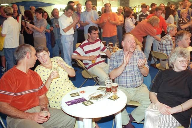 Standing room only at the Saddle Inn during its beer festival, 1998