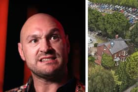 Tyson Fury has recieved objections from neighbours against his latest house build plan- the current site is pictured on the right. Credit; Getty and Google Maps