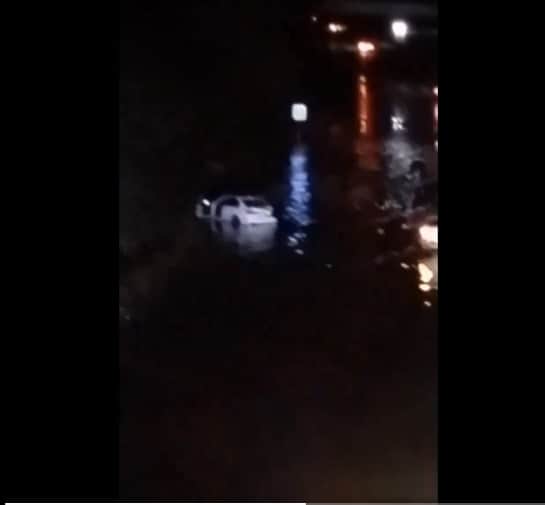 One of the cars trapped on the flood M61 near Chorley last night