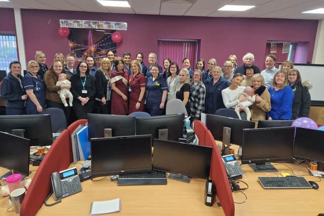 Staff at the NHS Lancashire Bowel Screening Programme, based in Blackpool, at the leaving 'do' for lead nurse Louise Newton